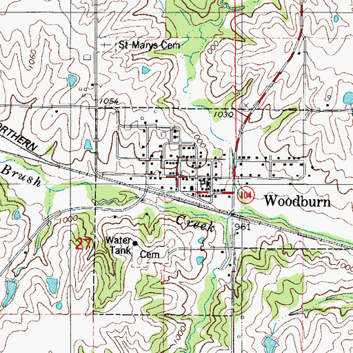 Topographic Map of Woodburn, IA