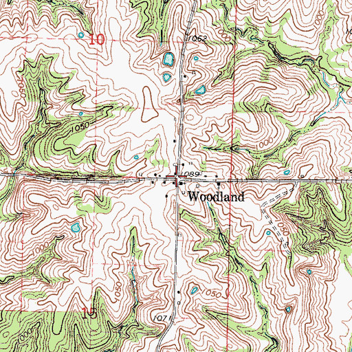 Topographic Map of Woodland, IA