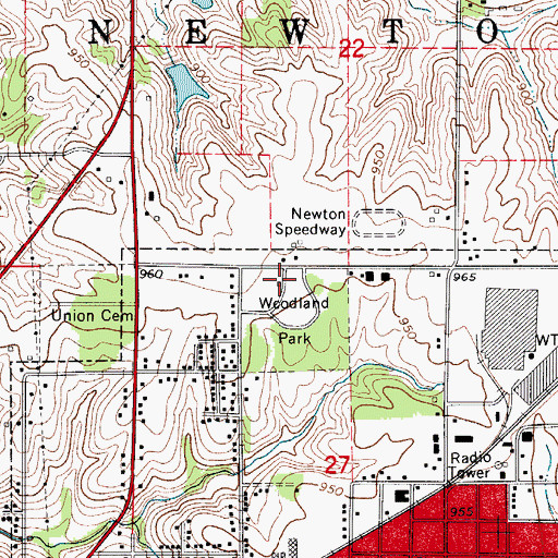 Topographic Map of Woodland Park, IA
