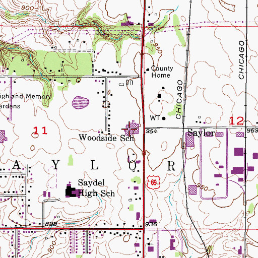 Topographic Map of Woodside Middle School, IA