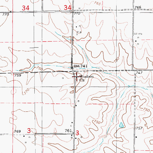 Topographic Map of Woolson Friends Church, IA