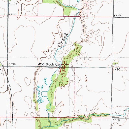 Topographic Map of Woolstock Cemetery, IA