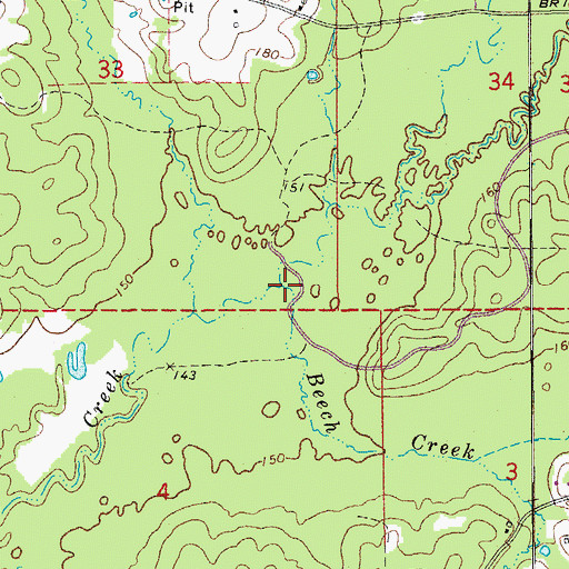 Topographic Map of Beech Creek, AR