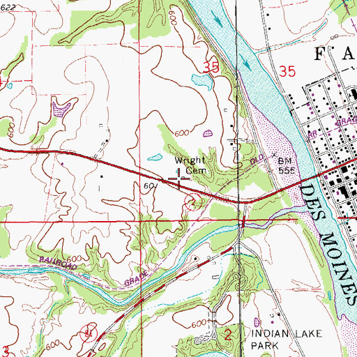 Topographic Map of Wright Cemetery, IA