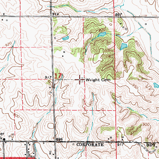 Topographic Map of Wright Cemetery, IA