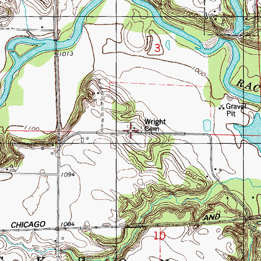 Topographic Map of Wright Cemetery, IA
