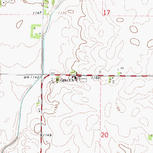 Topographic Map of Wright Church, IA