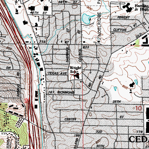 Topographic Map of Wright Elementary School, IA