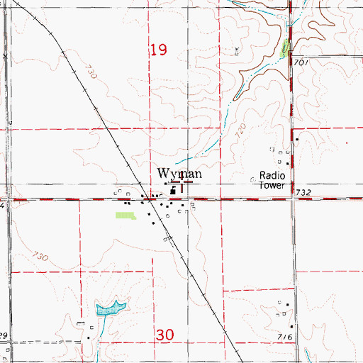 Topographic Map of Wyman, IA