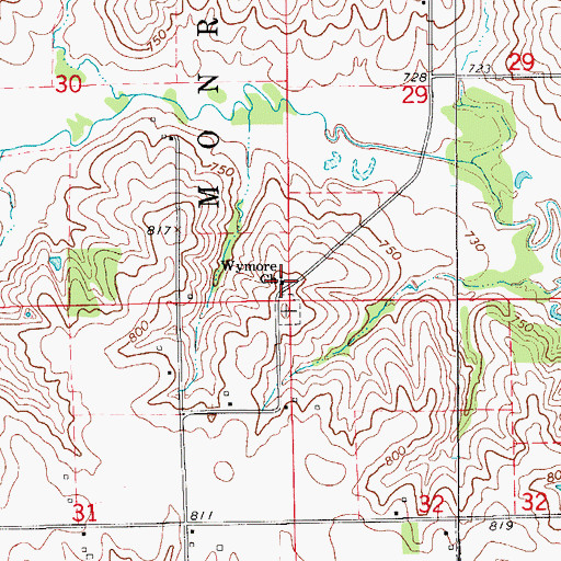 Topographic Map of Wymore Church, IA
