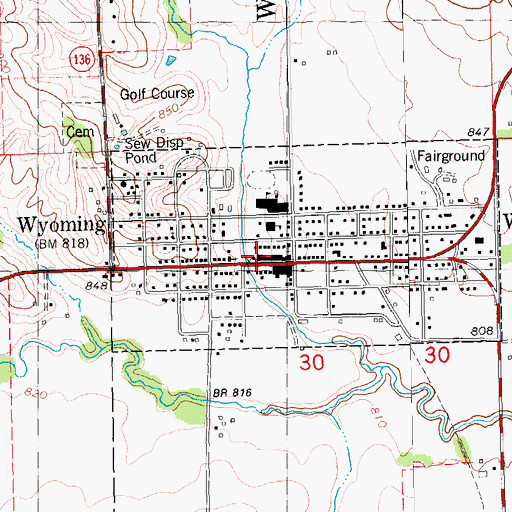 Topographic Map of Wyoming, IA