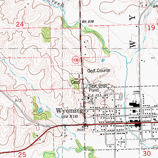 Topographic Map of Wyoming Cemetery, IA