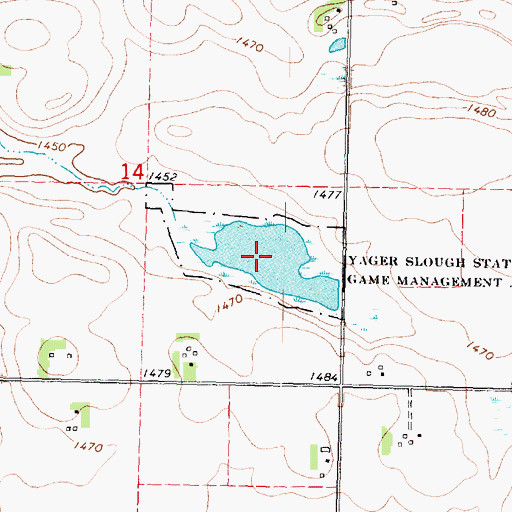Topographic Map of Yager Slough State Game Management Area, IA