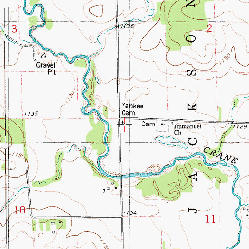 Topographic Map of Yankee Cemetery, IA