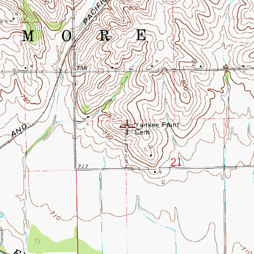 Topographic Map of Yankee Point Cemetery, IA