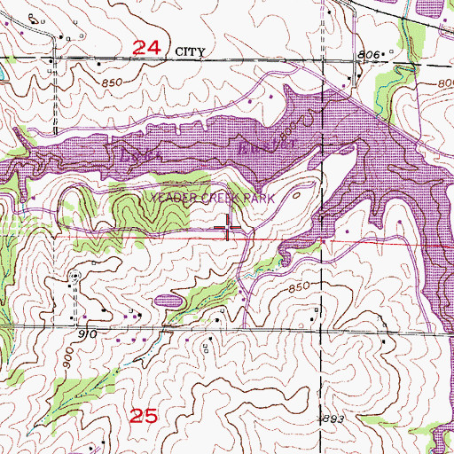 Topographic Map of Yeader Creek Park, IA