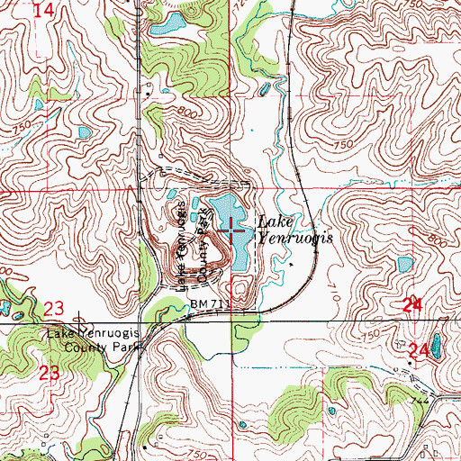 Topographic Map of Lake Yenruogis, IA