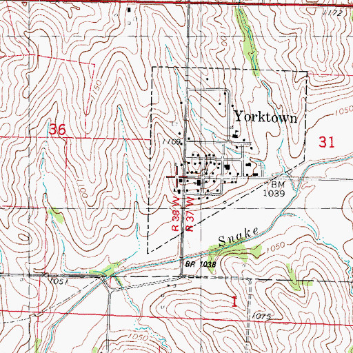 Topographic Map of Yorktown, IA