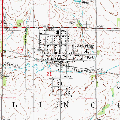 Topographic Map of Zearing, IA