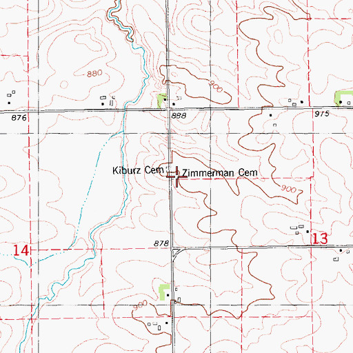 Topographic Map of Zimmerman Cemetery, IA