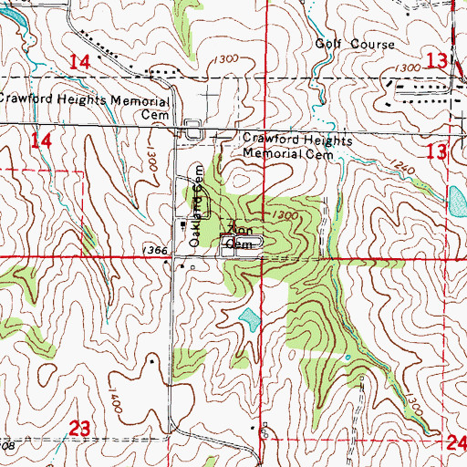 Topographic Map of Zion Cemetery, IA