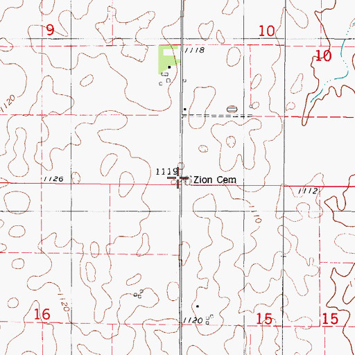Topographic Map of Zion Cemetery, IA