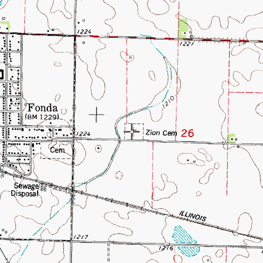 Topographic Map of Zion Cemetery, IA