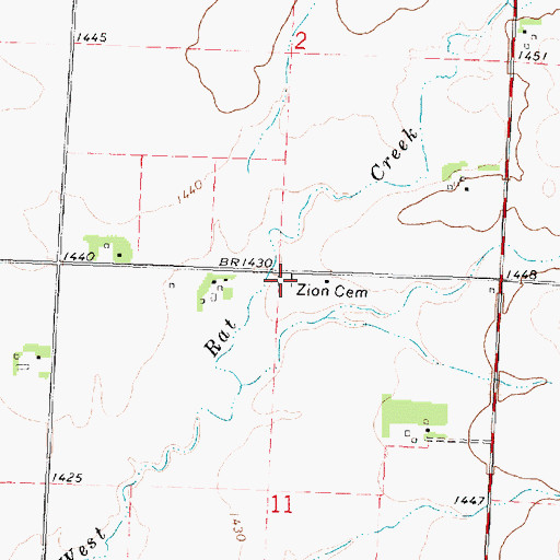 Topographic Map of Zion Cemetery, IA