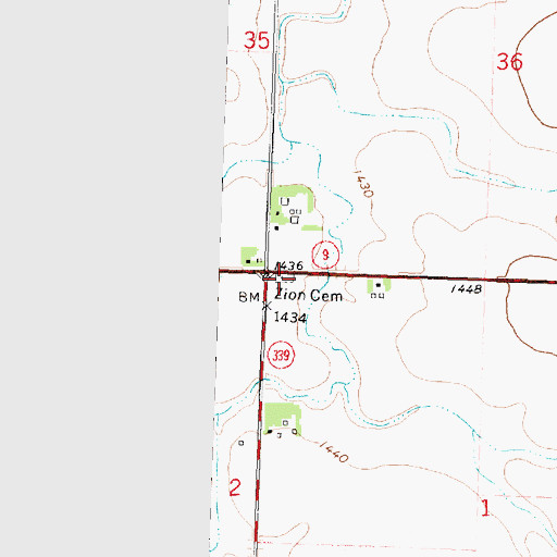 Topographic Map of Zion Cemetery, IA