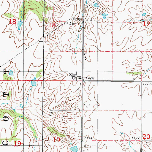 Topographic Map of Zion Church, IA