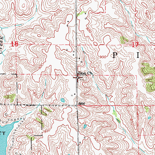 Topographic Map of Zion Church, IA