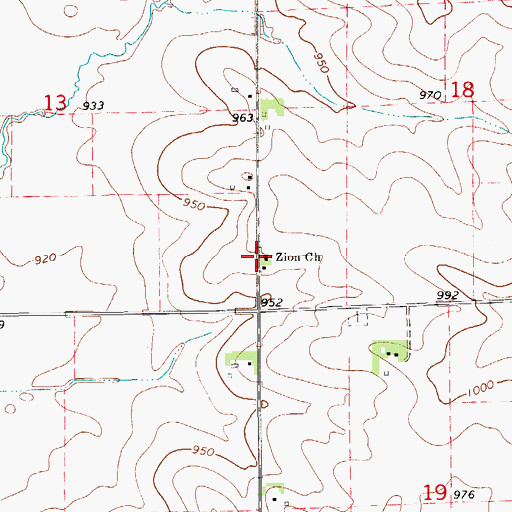 Topographic Map of Zion Church, IA
