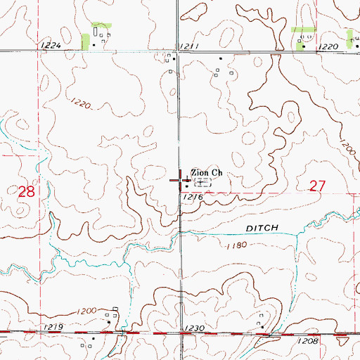 Topographic Map of Zion Church, IA