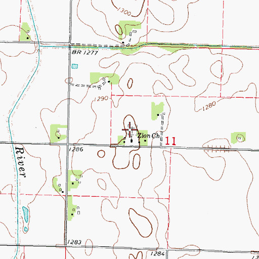 Topographic Map of Zion Lutheran Cemetery, IA