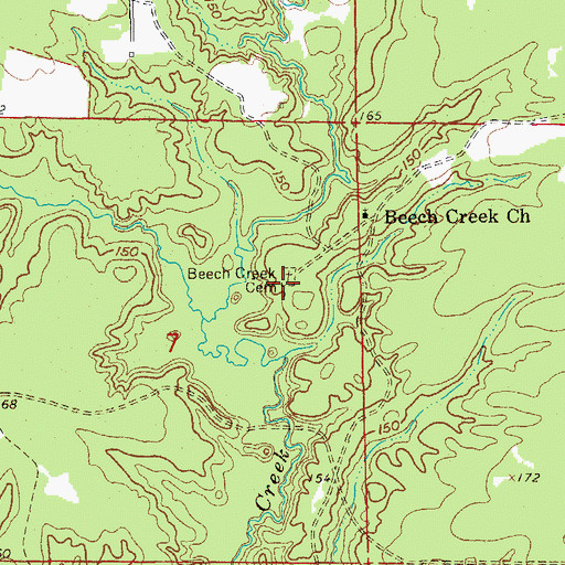 Topographic Map of Beech Creek Cemetery, AR