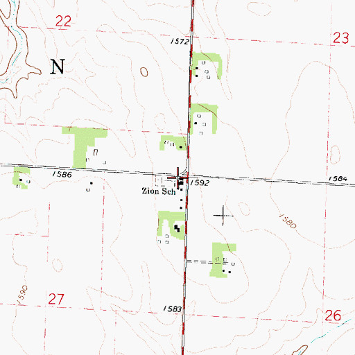 Topographic Map of Zion School, IA
