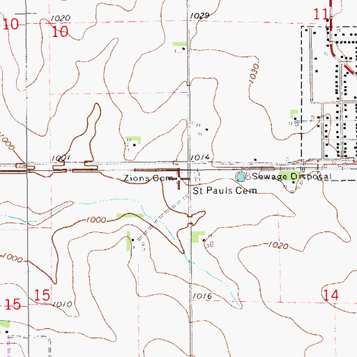 Topographic Map of Zions Cemetery, IA