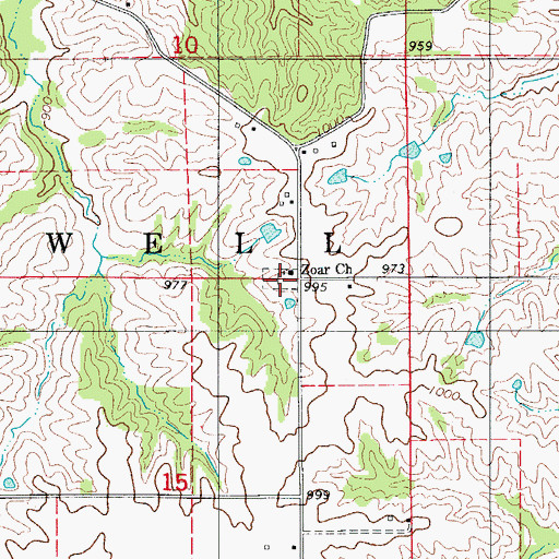 Topographic Map of Zoar Cemetery, IA