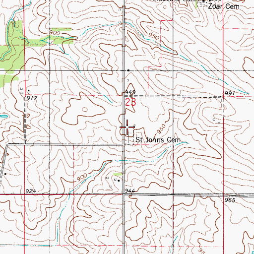 Topographic Map of Zoar Cemetery, IA