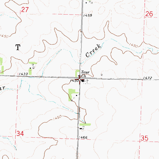 Topographic Map of Zoar Church, IA