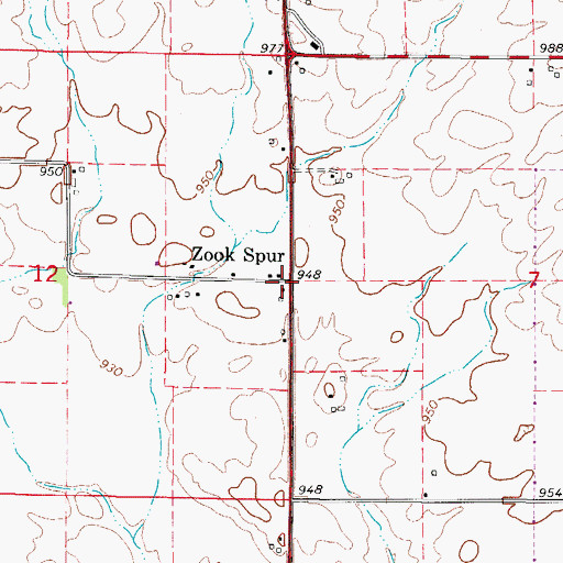 Topographic Map of Zook Spur, IA