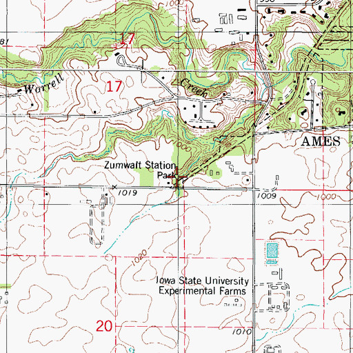 Topographic Map of Zumwalt Station Park, IA