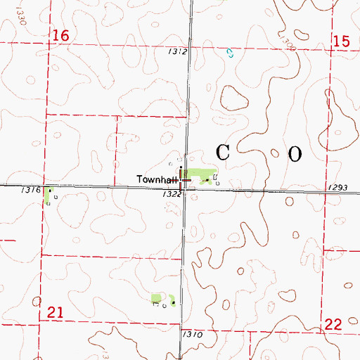 Topographic Map of Coon Townhall, IA