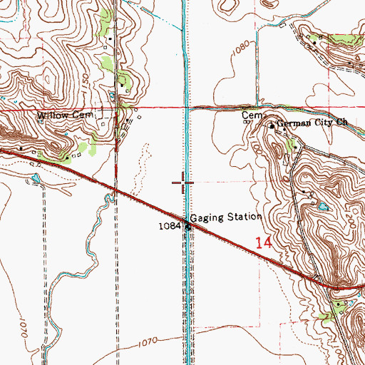 Topographic Map of Wolf Creek Drainage Ditch, IA