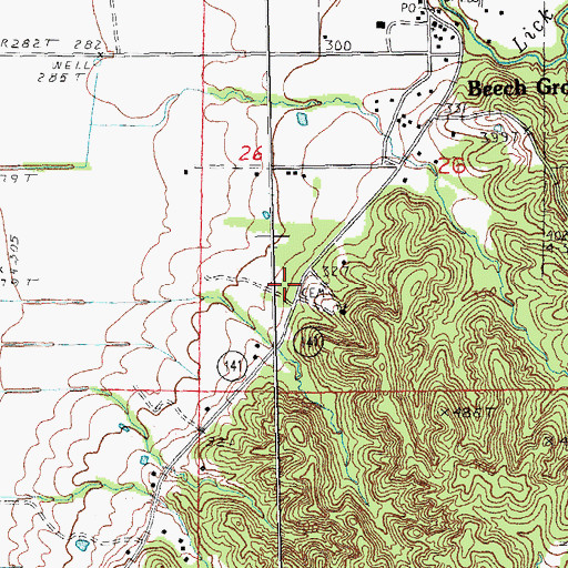 Topographic Map of Beech Grove Cemetery, AR