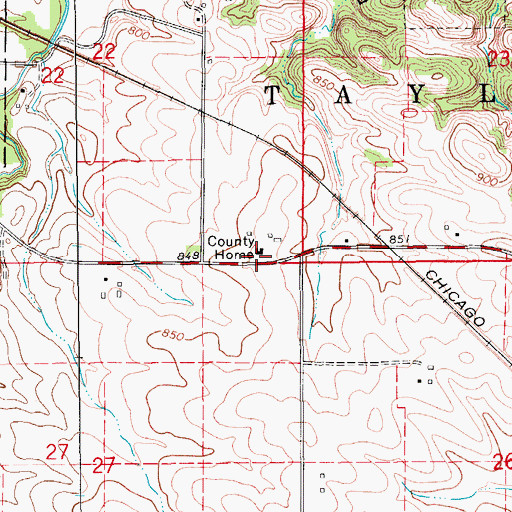 Topographic Map of Benton County Home, IA