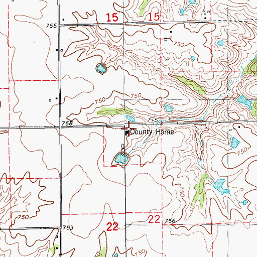 Topographic Map of Jefferson County Home, IA