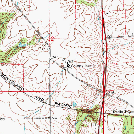 Topographic Map of Washington County Farm, IA