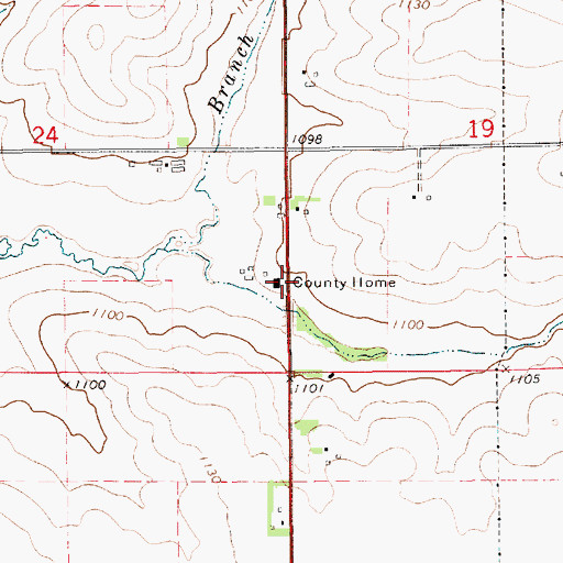 Topographic Map of Chickasaw County Home, IA
