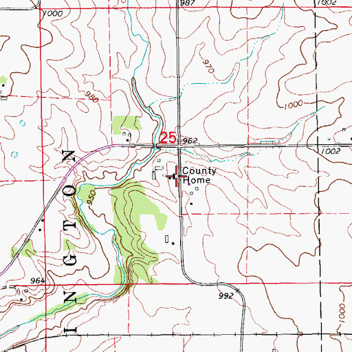 Topographic Map of Buchanan County Home, IA